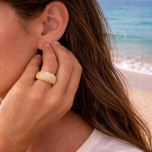 18K Gold Pavé Dome Ring